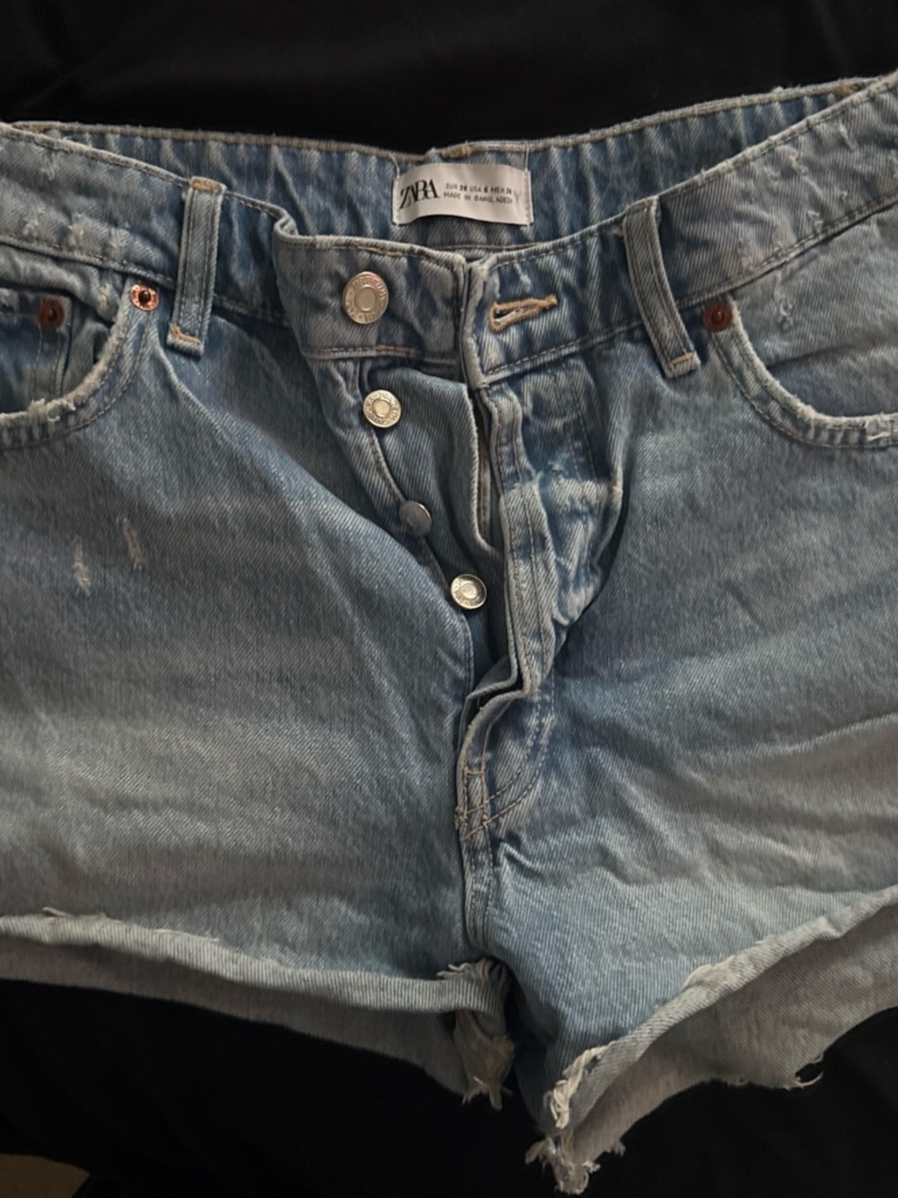 Zara Light Blue Denim Shorts with Button-Fly